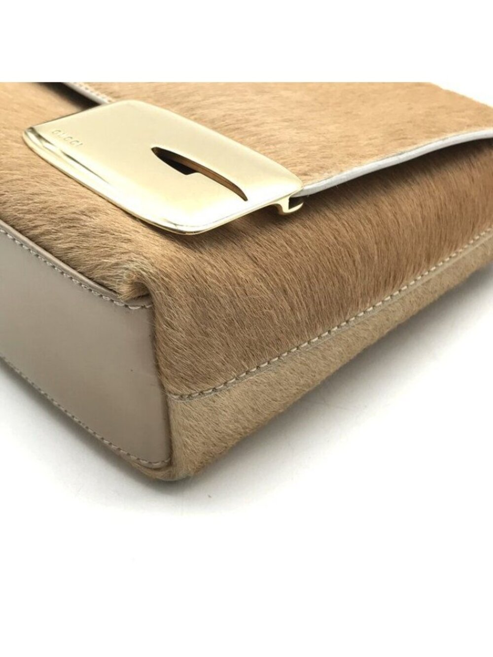 Gucci Vintage Calf Hair Shoulder Bag Beige G Logo - Picture 6 of 10